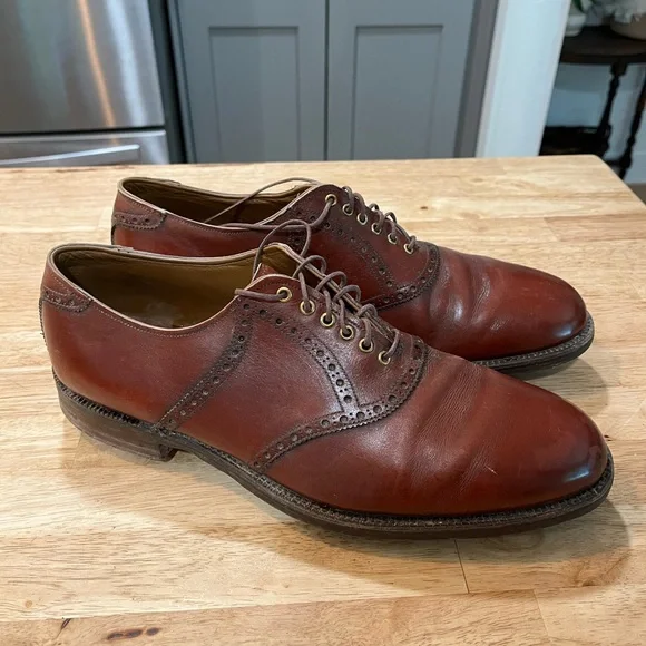 Vintage FOOTJOY Classics Men's Brown Calf Skin Leather GOLF Shoes 12 C 70300 - Picture 2 of 7